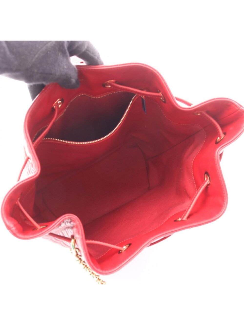 Celine Backpack Charm Small Red Leather Bucket - Picture 3 of 5